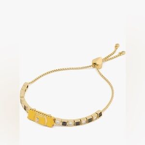 Gold Minimalist Adjustable Bracelet with Yellow Accent